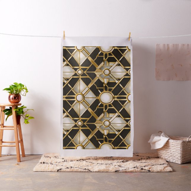 Art deco geometrisk mönsterduk ser ut som svart gu tyg (In Situ)