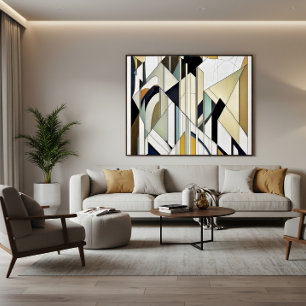 Art Deco Geometrisk Mosaik Akryl Canvastryck