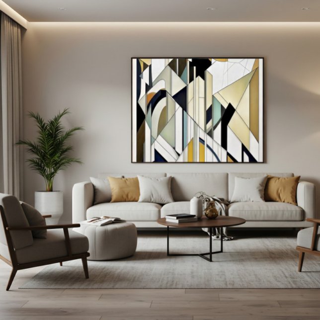 Art Deco Geometrisk Mosaik Akryl Canvastryck (Skapare uppladdad)