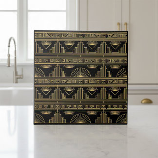 Art Deco Geometrisk Stadssiluett Pat#9 ID1196 Kakelplatta