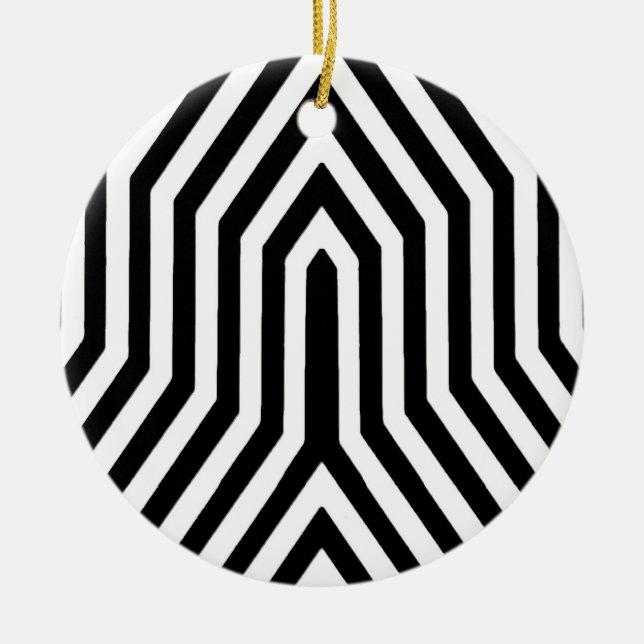 Art Deco Geometrisk - svart och vit Julgransprydnad Keramik (Framsidan)