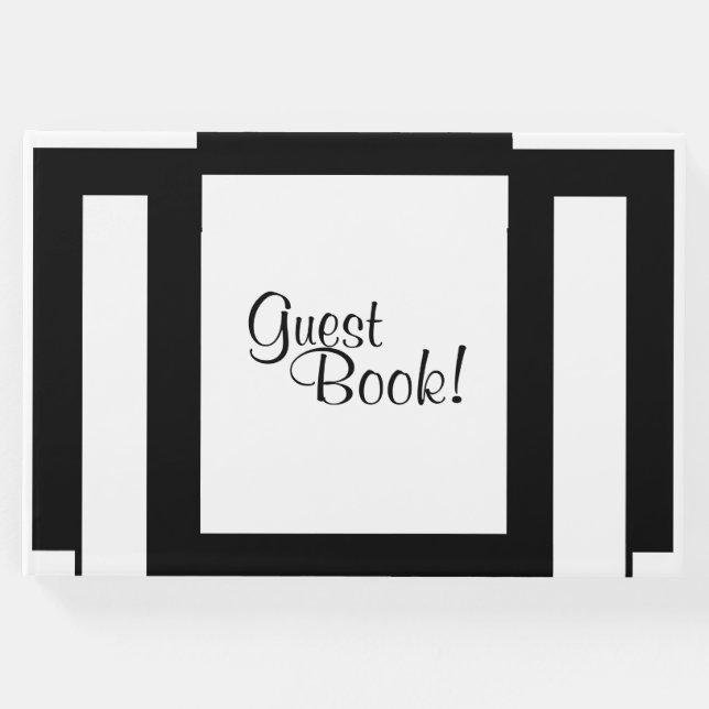 Art Deco Geometrisk Svart och Vitt Gästböcker (Framsida)