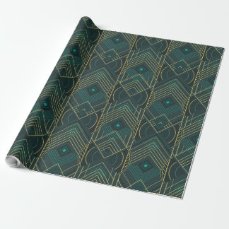 Art Deco Geometrisk Upplyftning - Turkos Teal Presentpapper