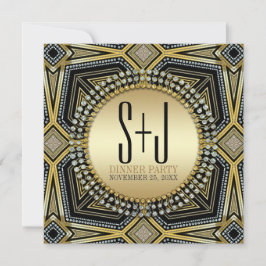 Art Deco Geometriska Guld Middagsinbjudningar Inbjudningar