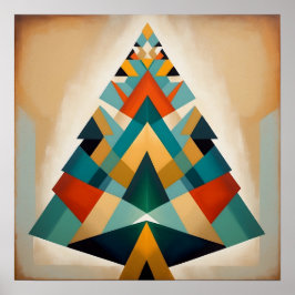 Art Deco Geometriska Jul Triangel Grenar Poster