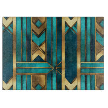 Art Deco Geometriska Pilar, Guld och Turkos