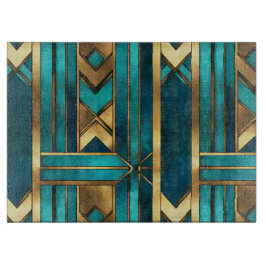 Art Deco Geometriska Pilar, Guld och Turkos