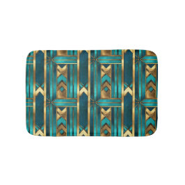 Art Deco Geometriska Pilar, Guld och Turkos Badrumsmatta