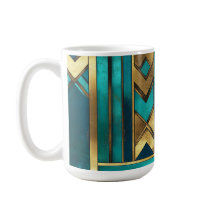 Art Deco Geometriska Pilar, Guld och Turkos