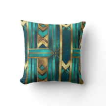 Art Deco Geometriska Pilar, Guld och Turkos