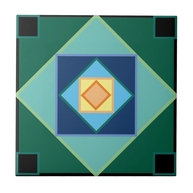 Art Deco geometriska rutor Kakelplatta (Framsidan)