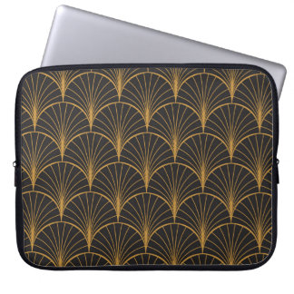 Art Deco Geometriskt Cirklar Mönster Laptop Fodral