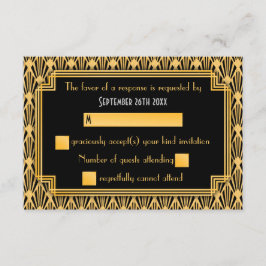 Art Deco Geometriskt Diamantmönster Bröllops RSVP OSA Kort