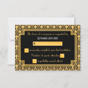 Art Deco Geometriskt Diamantmönster Bröllops RSVP OSA Kort