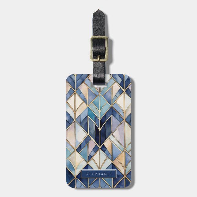 Art Deco Geometriskt Mönster Bagageetikett Bagagebricka (Vertikal Framsida)