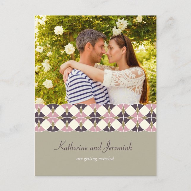 Art Deco Geometriskt Mönster Foto Spara Datumet Meddelande Vykort (Framsida)