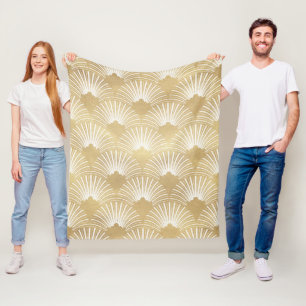Art-deco-geometriskt mönster i guld och vitt fleecefilt