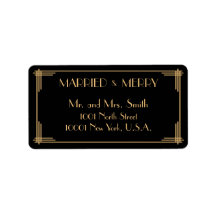 Art Deco-gift och God jul-adressetikett