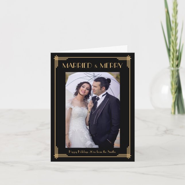 Art Deco-giftermål och God jul-notkort Helgkort (Framsida)