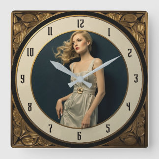 Art Deco Girl Fyrkantig Klocka