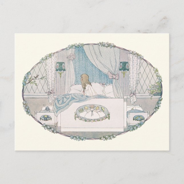 Art Deco Girl och Robin av H. Willebeek Le Mair Vykort (Framsida)