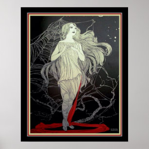 Art Deco "Girl & the Spindelnät" 16 x 20 Poster