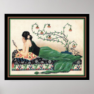 Art Deco "Girl with Spegel" Skriv ut -16 x 20 Poster