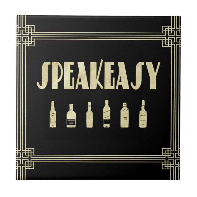 Art deco glada 20-talet speakeasy förbudstid  kakelplatta (Framsidan)