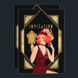 Art Deco Glam Girl 30års födelsedag Guld Black Inbjudningar<br><div class="desc">Gästerna kommer att veta att de kommer in under en uppväxtperiod på 1920-talet när de tar emot inbjudan från guld i elegant och svart Art Deco stil till er party i 30års födelsedag. På baksidan anpassar du enkelt typografin med dina detaljer. På framsidan, inbjudan till ord inom samma ornat stil...</div>