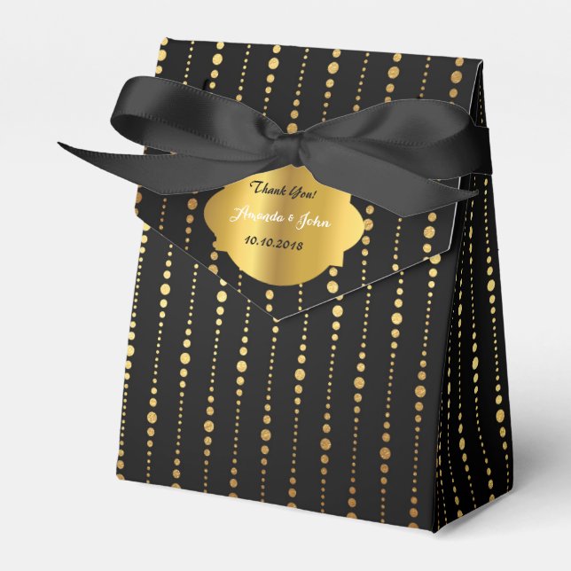 Art Deco Glam Golden Wedding Favor Tack Presentaskar (Framsidan Sidan)