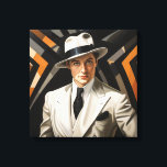 Art Deco Glam: Guld Man Canvastryck<br><div class="desc">Tjugotio dagar Art Deco porträtt av en skarpt klädd man</div>