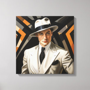 Art Deco Glam: Guld Man Canvastryck