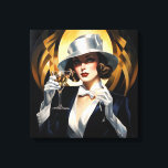 Art Deco Glam: Guld Woman Canvastryck<br><div class="desc">Tjugotio dagar Art Deco stil porträtt av en vackert klädd kvinna</div>