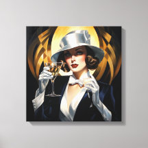 Art Deco Glam: Guld Woman