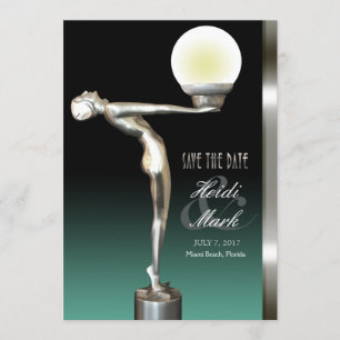 Art Deco Glam Nouveau Spara datumet teal
