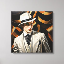 Art Deco Glam: Silver Man Canvastryck