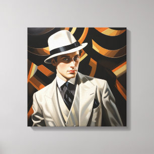 Art Deco Glam: Silver Man Canvastryck