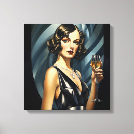 Art Deco Glam: Silver Woman Canvastryck