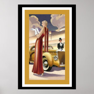 Art Deco Glamor Girl Poster