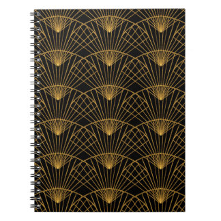 Art Deco Glamor: Golden Fläkt. Anteckningsbok