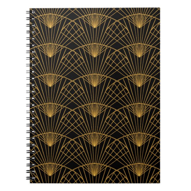 Art Deco Glamor: Golden Fläkt. Anteckningsbok (Framsidan)
