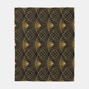 Art Deco Glamor: Golden Fläkt. Fleecefilt