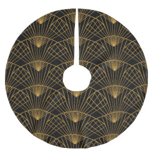 Art Deco Glamor: Golden Fläkt. Julgransmatta Borstad Polyester