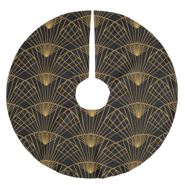 Art Deco Glamor: Golden Fläkt. Julgransmatta Borstad Polyester (Framsidan)