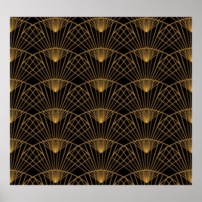 Art Deco Glamor: Golden Fläkt. Poster (Framsidan)