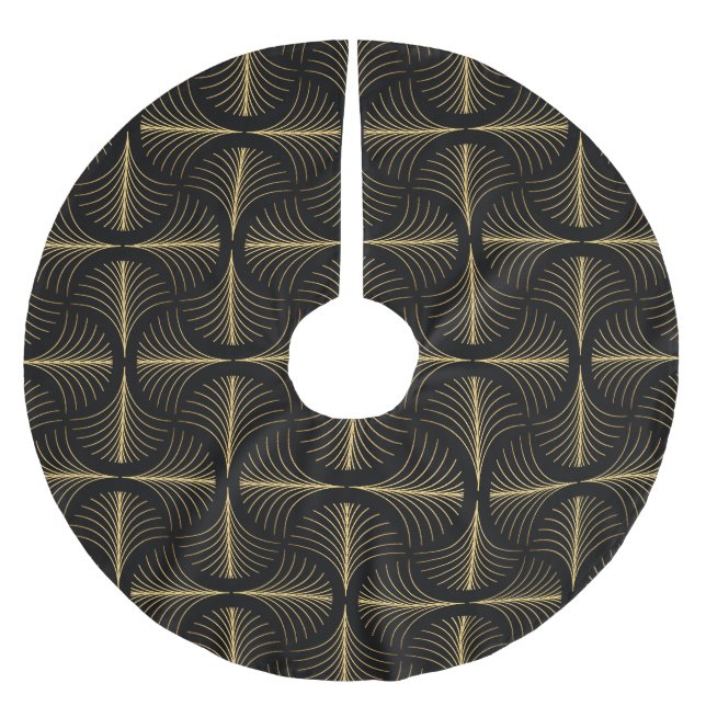 Art Deco Glamor: Golden Motifs Julgransmatta Borstad Polyester (Framsidan)