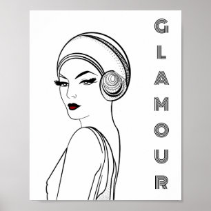 Art Deco Glamor Woman Illustration Poster