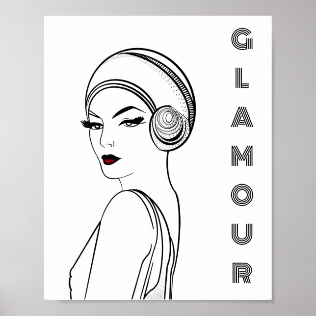 Art Deco Glamor Woman Illustration Poster (Framsidan)
