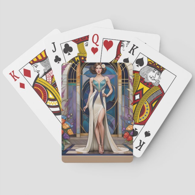 Art Deco Glamour Lady Casinokort (Baksidan)
