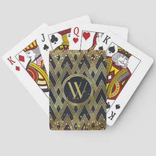 Art Deco Glamous Geometric Mönster Monogram Spel Kort